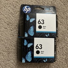 2x Genuine Original HP 63 Black Ink Cartridge EXP April 2017 New In Box Unopened picture
