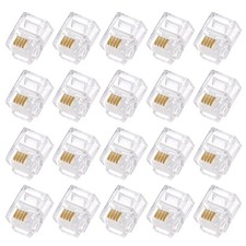 Telephone Modular Plug Male RJ11 Connectors, Copper Core 6P4C 20pcs picture