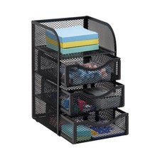 Storage Basket Desktop Organizer Metal Mesh 4.75 L 5 W 8 H Black Mind Reader picture