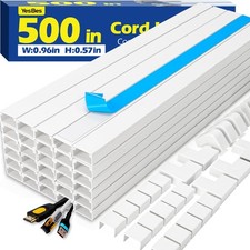 Cord Hider Kit 500in Paintable Raceway Cable Covers for Wall Mount TV White picture