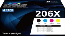 206X Toner 4 Pack w Chip for HP M255 M283 M282 Black Cyan Magenta picture
