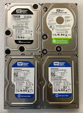 Lot of 3x WD Blue Green 500GB 1x WD Black 750GB 7.2K SATA 3.5