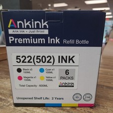 Ankink 502 / 522 Ink Refill Bottles, 6 bottles, New / Open Box - Exp. 9/27 picture