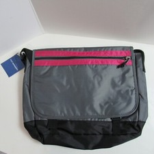 Port Authority Messenger Bag Padded Crossbody Laptop Gray Pink NWT picture