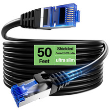 Cat6A Ethernet Cable Shielded 10Gbps 50 Ft, Slim Shielded (F/UTP) Ethernet Cable picture
