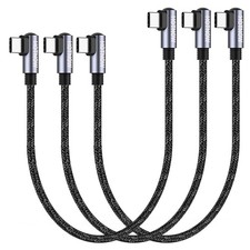 USB C to C Cable Right Angle 1ft 1FT+1FT+1FT, Black(Both Angle)  picture