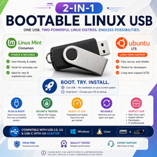 2-in-1 Linux USB Boot Drive | Ubuntu LTS & Linux Mint Cinnamon | Ready to Use picture