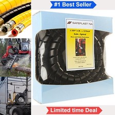 Spiral Wrap Hose Cable Protector 1.5 Inch 12 ft Black HD-PE For Hydraulic picture