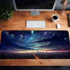 Fantasy World Deskmat - Meteor Shower Design, Space Aesthetic Mousepad. picture