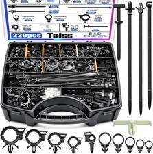 Taiss 220pcs Car Wire Loom Routing Clips,15 Sizes Push Mount Cable Ties picture
