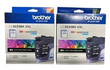 NEW, FACTORY SEALED Set of 2 Brother LC3033BK XXL Black Ink Tank Expired 7/2025 picture