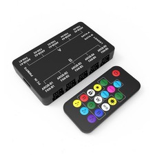 Vetroo 20-Port 5V 3PIN ARGB and 12V 4PIN PWM Fan Hub w/ Remote Control - Black picture