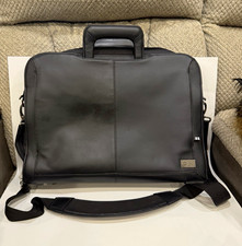 Dell Black Leather Padded Briefcase for 15” Laptop w/ Shoulder Strap, Luggage picture