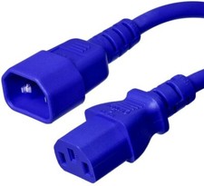 15 PACK LOT 10ft IEC C14 - C13 Blue Power Cord 14AWG 15A/1875W 100-250V 3M picture