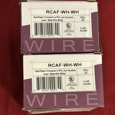 50 Qty - Wirepath Gold-Plated F-Connector to RCA Jack Keystone Insert RCAF-WH-WH picture