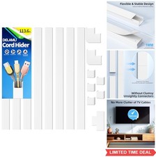 Cord Hider 113.6 Inch 8 Piece Paintable White Self Adhesive Wire Cover for Wall picture