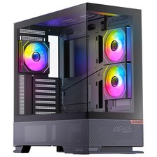 ATX PC Case with 3 ARGB Fans, 360mm Radiator Support, Tempered Glass, Type-C Por picture