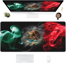 Mexico Smoke Flag Desk Mat Large Gaming Mouse Pad 31.5x15.7 Inch Stitched Edges picture