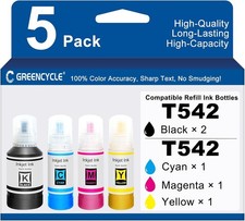 5PK 542 Ink Refill Bottles Work for for Epson 542 ET5850 ET5880 ET5170 ET16600 picture