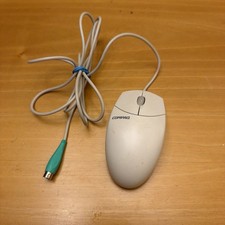 Vintage Compaq Logitech PS/2 Ball Mouse 134684-107 237217-001 Beige Retro PC picture
