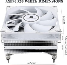 AXP90-X53 White Low Profile CPU Air Cooler, 53mm Height, TL-9015W Slim PWM CP... picture