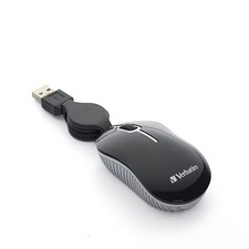 Verbatim Wired Optical Mini USB-A Mouse Retractable Cable Black Travel 98113 picture