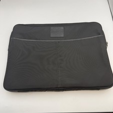 Coach Black Nylon Leather Trim Laptop Sleeve Case Padded 15 Inch Travel Bag picture