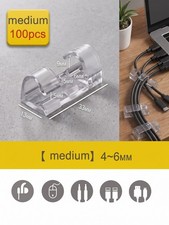 20/100x Clear Cable Clips Self Adhesive Wire Cord Holder Desk Organiser Clamps picture