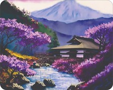 Japanese  Fine Art Painting Purple trees Mountains Mousepad Mouse Pad picture