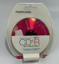 Memorex Bubble Gum Recordable 48x speed 700MB 80 min CD-R Discs 10-Pack picture