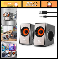 12W Mini Desktop Speakers with Volume Control, USB Powered AUX Speakers for PC/i picture