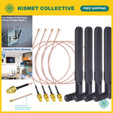 Dual Band WiFi Antenna 2.4GHz 5GHz 8dBi RP-SMA Male 20cm RG178 Cable 4-Pack picture