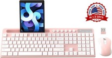 Combo de teclado y ratón inalámbricos avanzados para PC y portátiles color Rosa picture