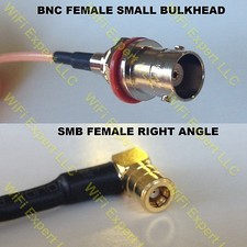 USA-CA RG188  BNC FEMALE SM BULKHEAD to SMB FEMALE ANGLE Coaxial RF Pigtail Cabl picture