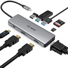 TOTU DOCKING STATION USB C HUB 9 IN 1 TRIPLE DISPLAY DOCKING STATION - GREY picture