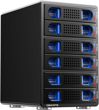 CENMATE Aluminum 6 Bay 10Gbps Hard Drive Enclosure with Cooling 6 bay, Black picture
