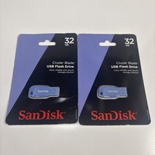 SanDisk Cruzer Blade 32GB USB 2.0 Flash Drive Electric Blue NEW Sealed Lot of 2 picture