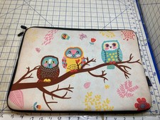 Laptop Tablet Notebook Ipad Computer Sleeve Case Bag  3 Cute Owls Pink White 16