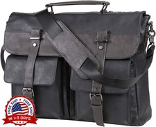 Bolso bandolera de cuero para hombre,bolso vintage para portátil de 15,6 pulgada picture