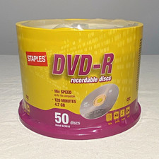 New Staples DVD-R Recordable Discs 4.7GB 16x 50-Pack Spindle 623616 picture
