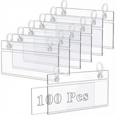 Elsjoy 100 Pack Plastic Wire Shelf Label Holders, 4