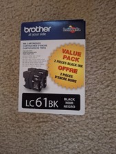 Brand NEW 2 Pack Brother LC61BK 61 Genuine Ink Cartridges BLACK 1058 picture