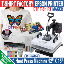 Epson Printer with DTF Ink-Film plus Heat press T-Shirt Maker Bundle picture