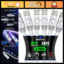 40 Ft Cat6 Ethernet Cable 10 Gbps 550 MHz - High-Speed Network Cable, 6 Pack picture