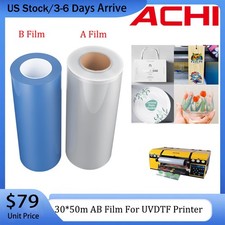 ACHI 30cm*50m AB Film Transfer Sticker For A3 UV DTF Printer 2 Rolls US Stock picture