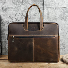 For MacBook Pro 15 Inch Leather Laptop Bag Crazy Horse Leather Case with Handle picture