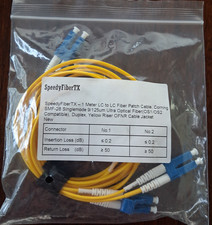 SpeedyFiberTX  1.0M LC to LC Fiber Patch Cable, SMF-28 Singlemode  2 pack NEW picture