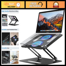 Adjustable Laptop Cooling Stand with 2 Quiet Fans & RGB Lights, Ergonomic Foldab picture