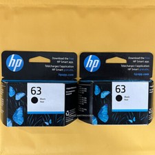 2 Black HP 63 Genuine Ink Cartridges Retail Box picture