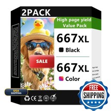 667XL Black and Color Combo Pack Compatible for HP DeskJet Printers (2Pack) picture